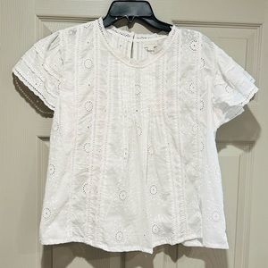 NWT JENNIFER & GRACE white eyelet top size Large